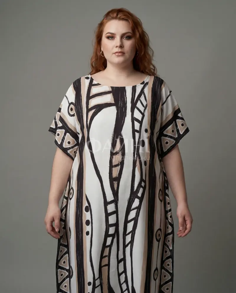 Туніка-максі з геометричним принтом