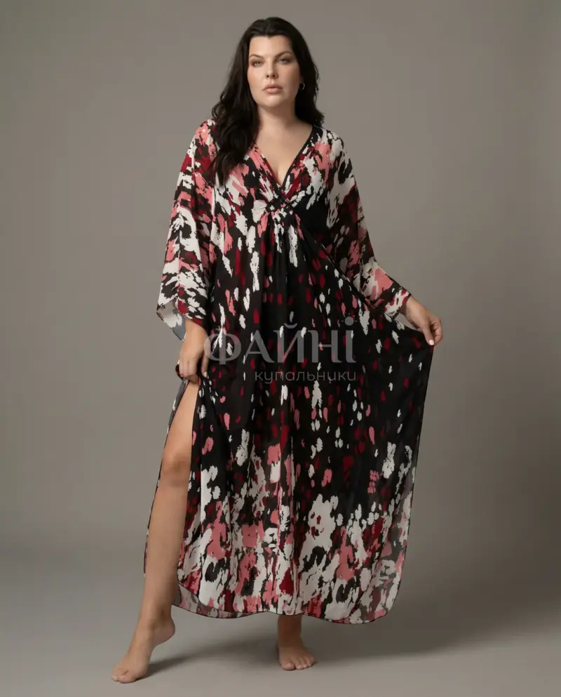 Довга пляжна туніка з принтом