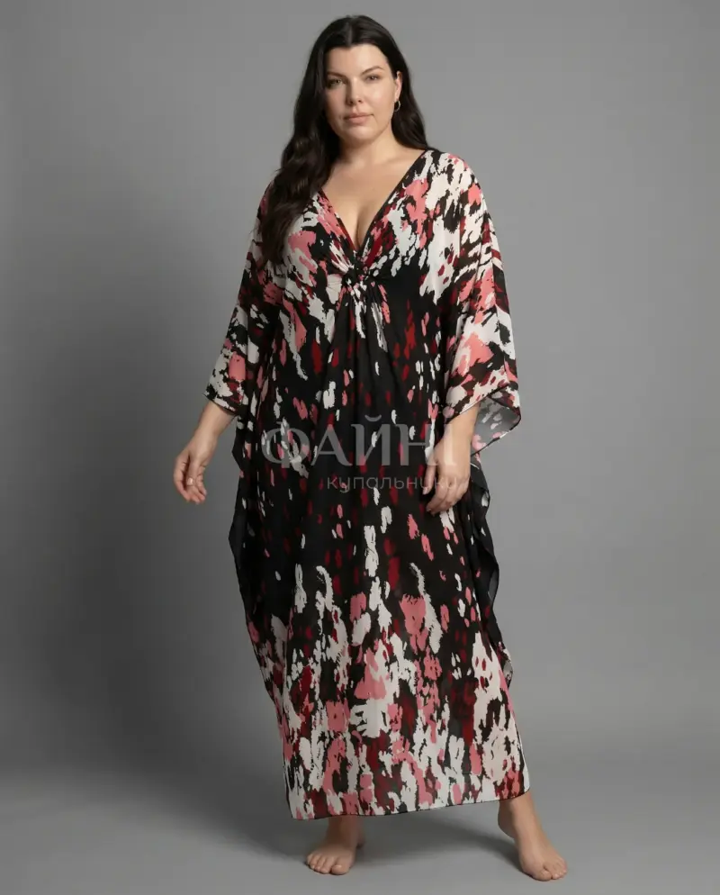 Туніка-максі з абстрактним принтом