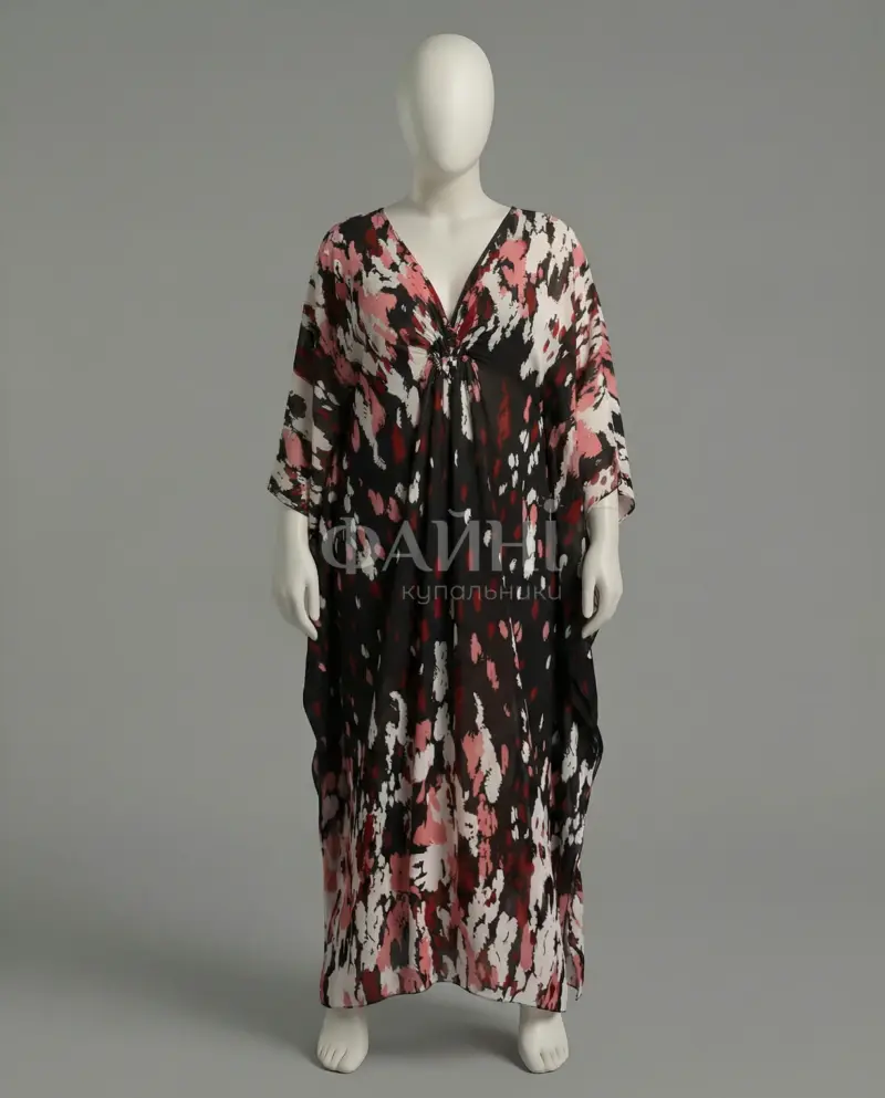 Довга пляжна туніка з абстрактним принтом