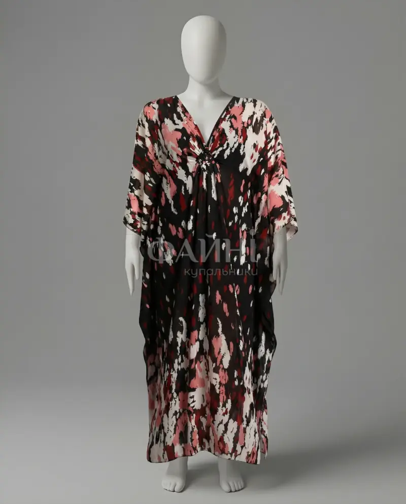 Туніка-максі з абстрактним принтом