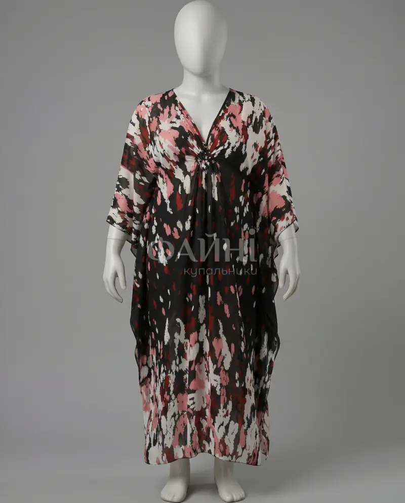 Довга пляжна туніка з абстрактним принтом