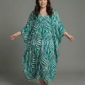 Зелена пляжна туніка-максі