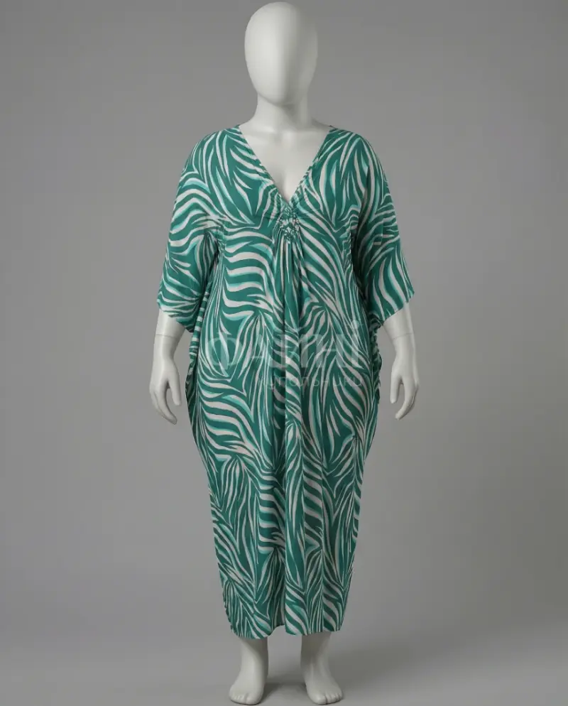 Зелена пляжна туніка-максі