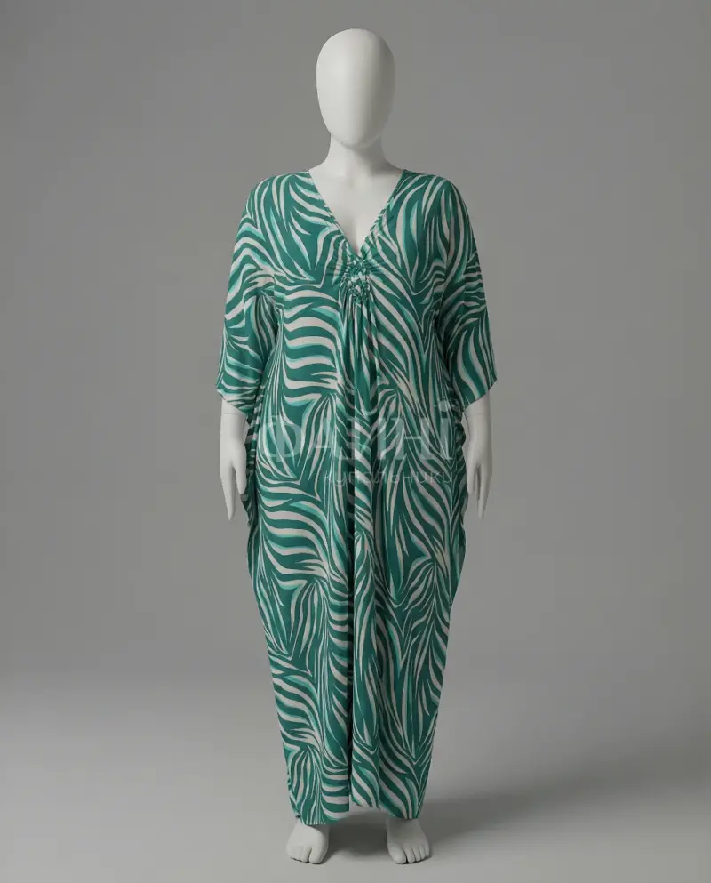 Смарагдова пляжна туніка-максі зі штапелю