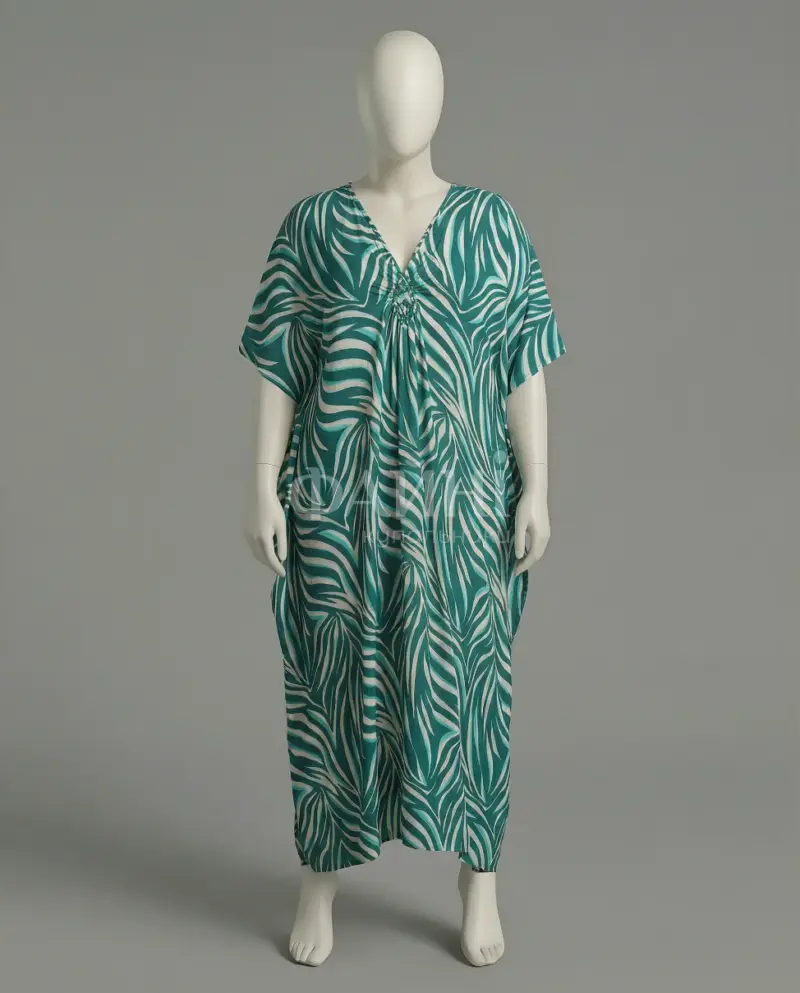 Смарагдова пляжна туніка-максі