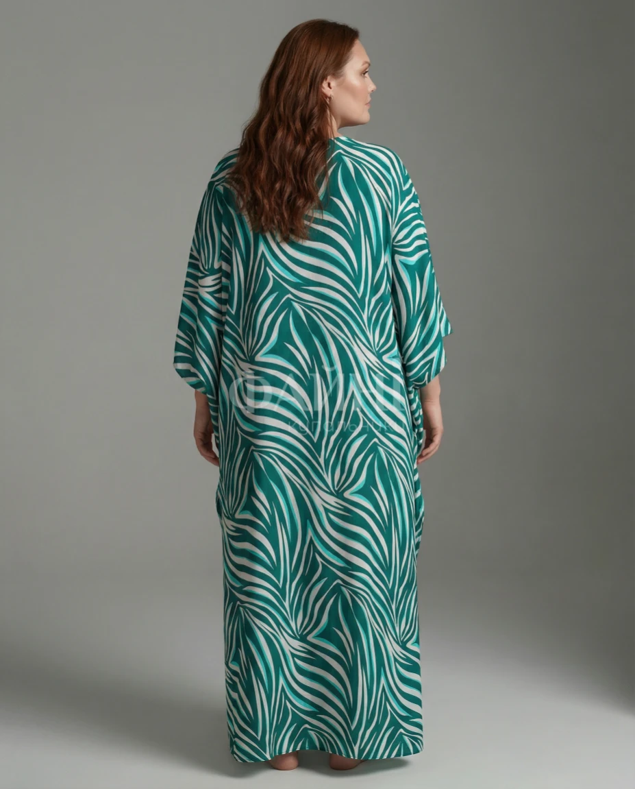 Смарагдова туніка-максі з візерунком
