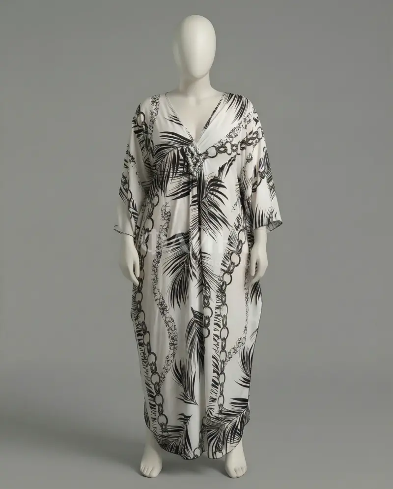 Довга пляжна туніка з тропічним принтом