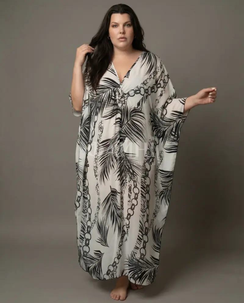 Довга туніка-максі з тропічним принтом