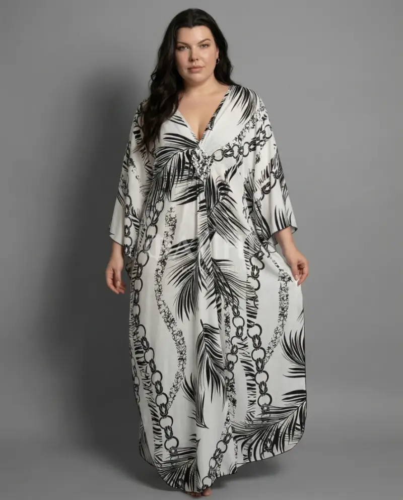 Довга туніка-максі з тропічним принтом