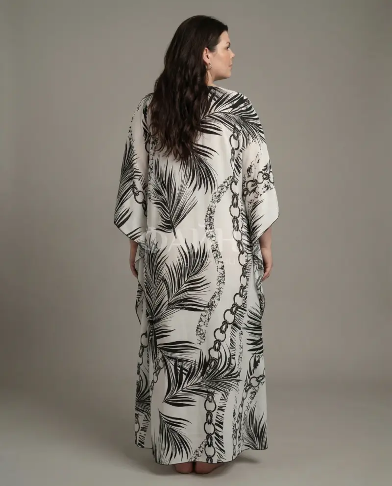 Довга пляжна туніка-максі з тропічним принтом