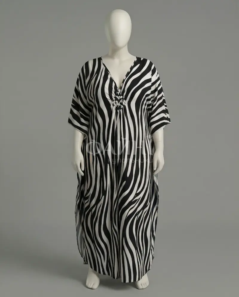 Чорно-біла туніка-максі "Зебра