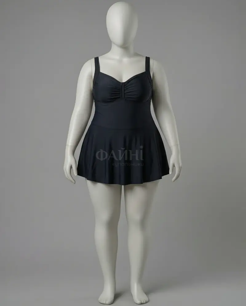 Чорний купальник-плаття на манекені.