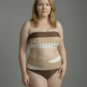 kupalniki_com_ua_433-02-22 Купальник бандо бежево-коричневий plus size