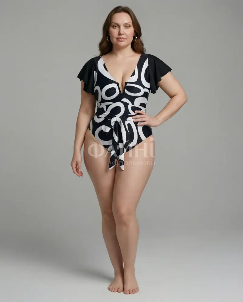 kupalniki_com_ua_434-01-30 Жінка в чорно-білому купальнику з зав'язкою