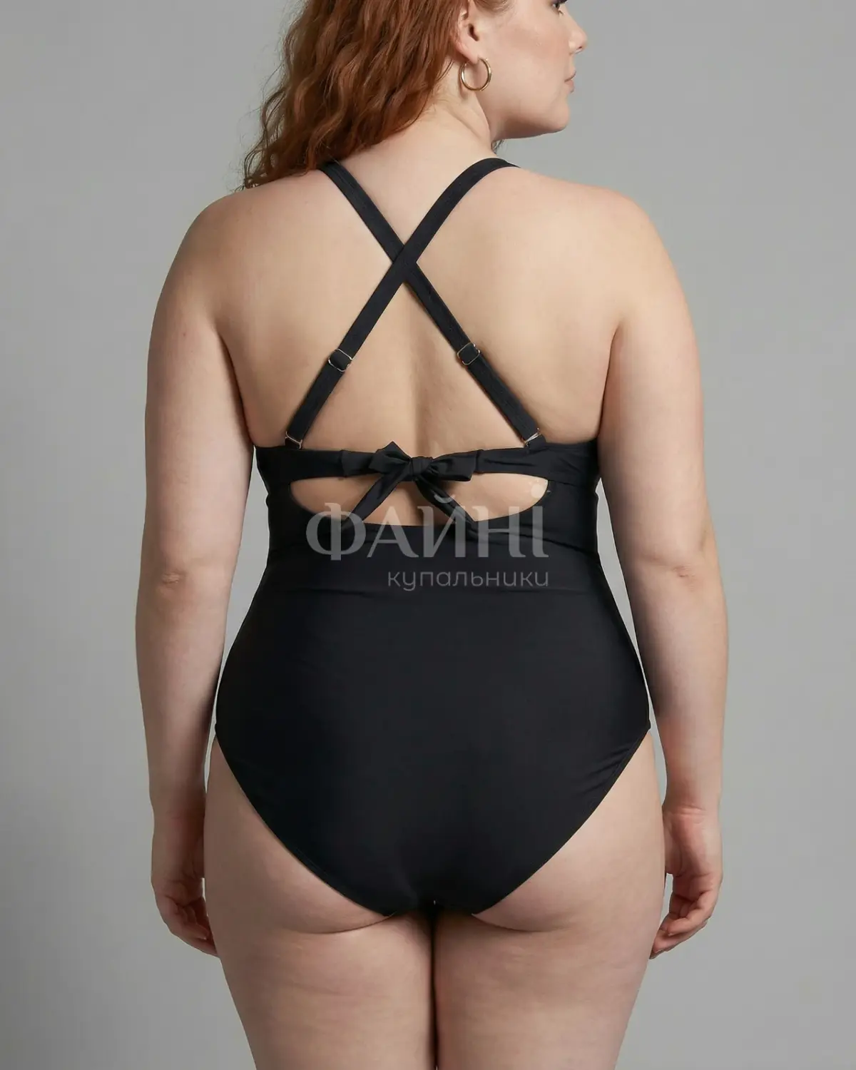 Black one-piece summer swimwear back view