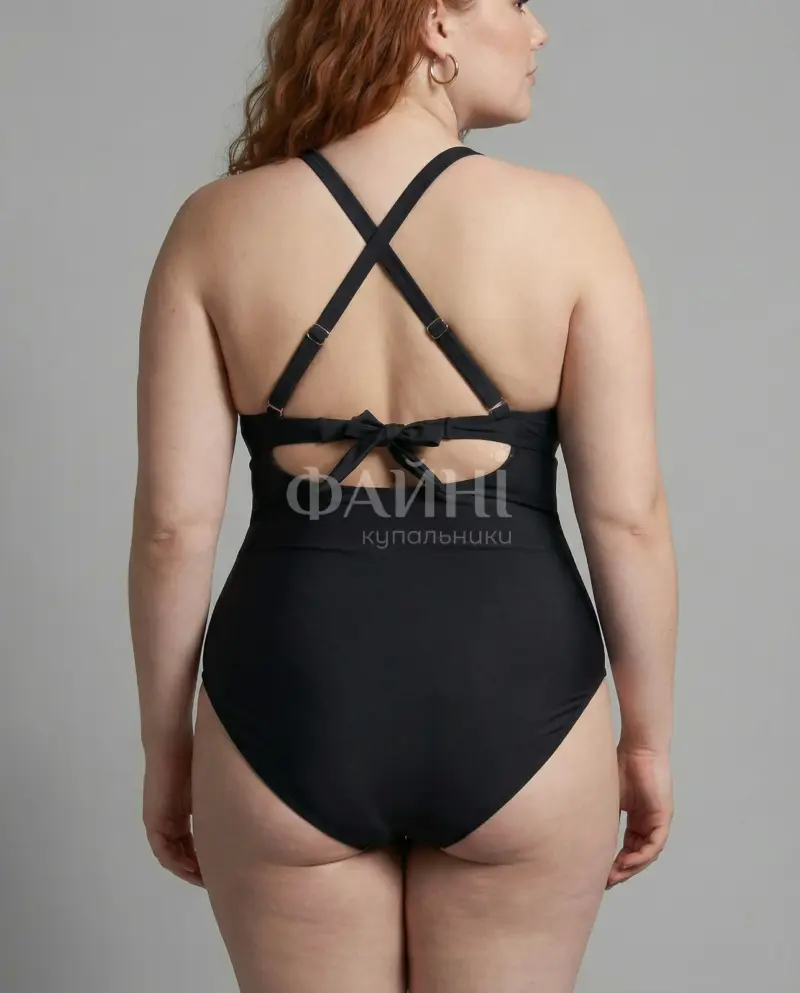 Black one-piece summer swimwear back view