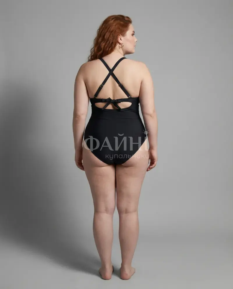 Чорний купальник з перехресними бретелями на спині
