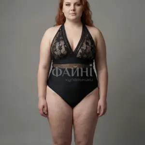 Чорний купальник з мереживом