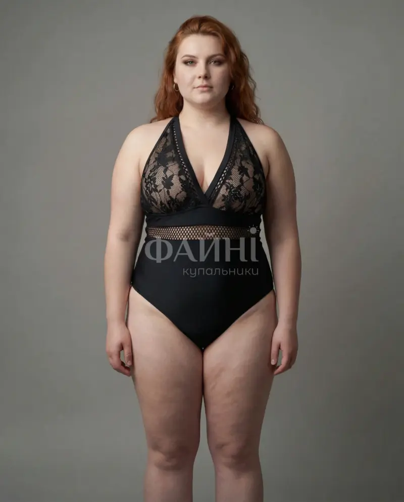 Чорний купальник з мереживом