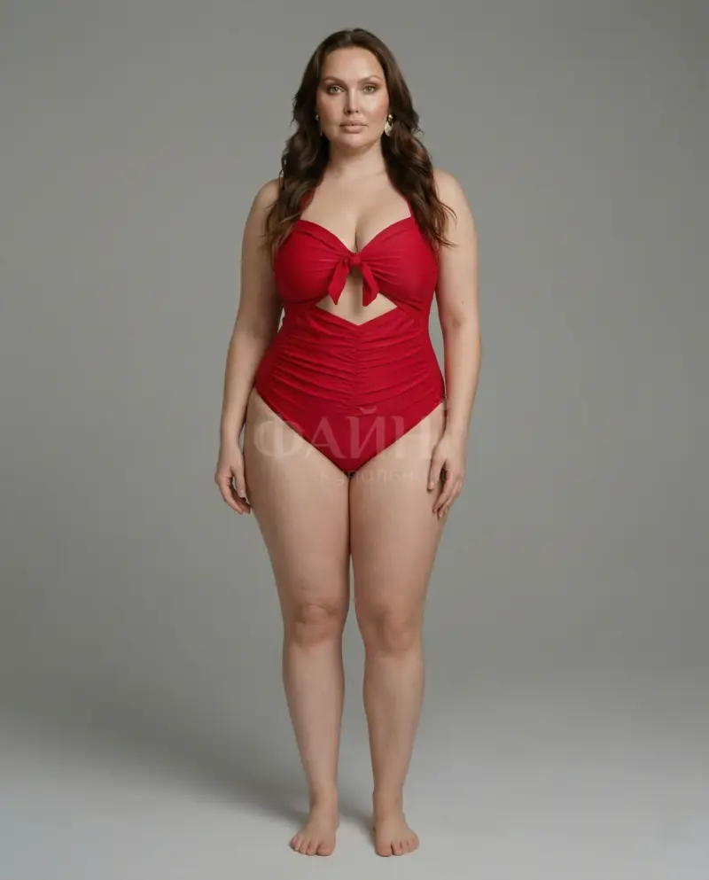 kupalniki_com_ua_436-03-22 Жінка в червоному купальнику з вирізом