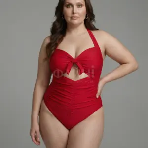 kupalniki_com_ua_436-03-25 Червоний купальник plus size з вирізом