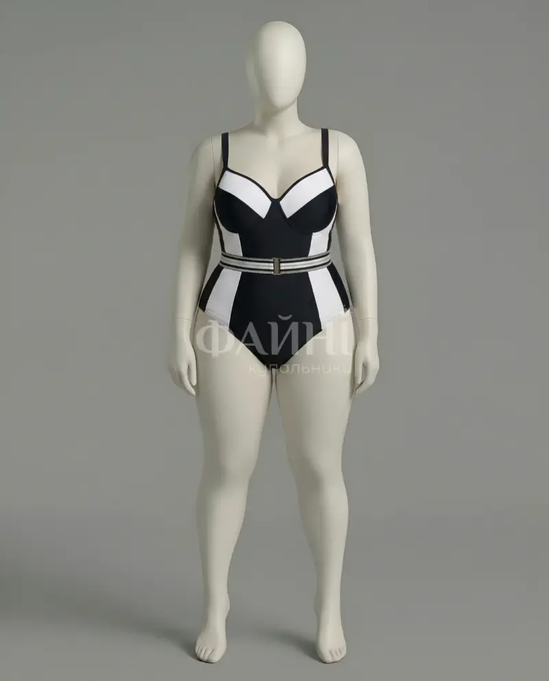 Чорно-білий купальник на манекені.