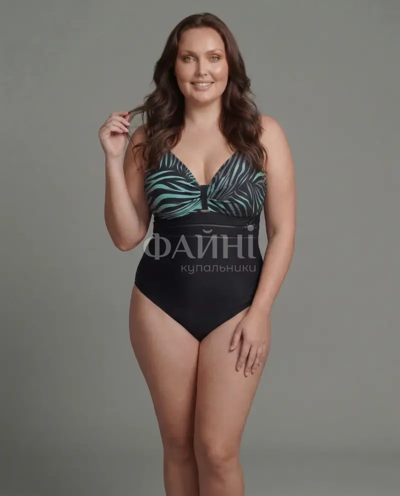 Чорний суцільний купальник із принтом зебри