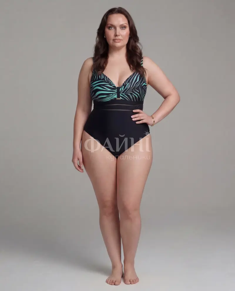 Чорний купальник з принтом зебри