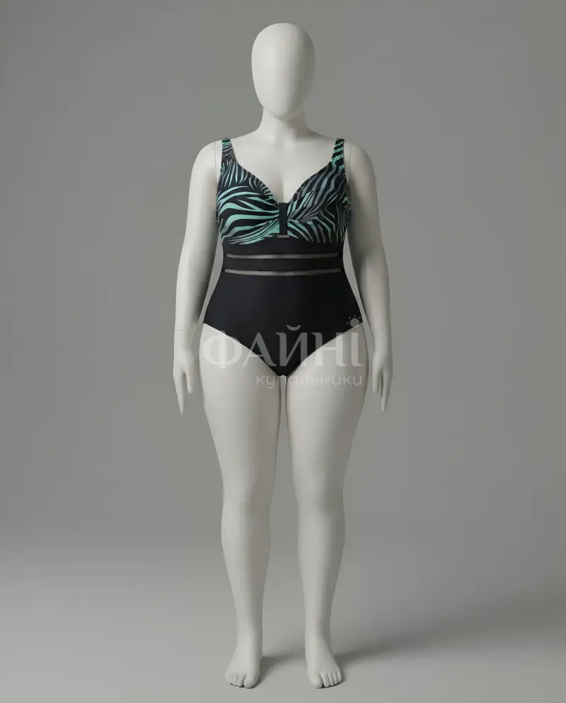 Чорний суцільний купальник із зебровим принтом