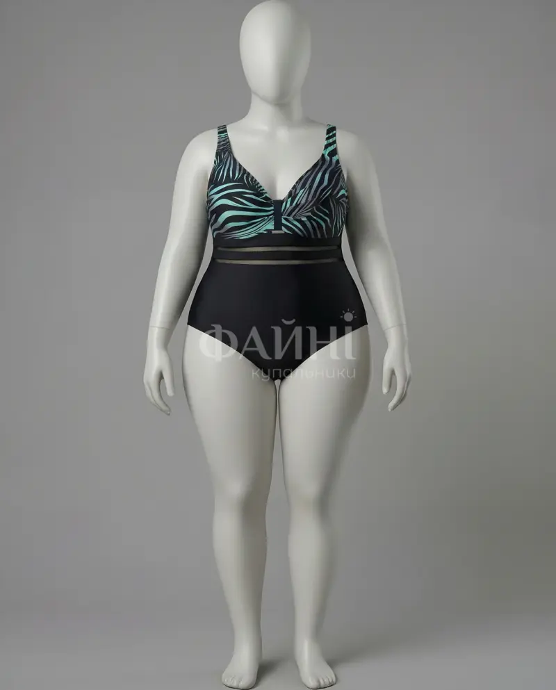 Чорний купальник із зебровим принтом