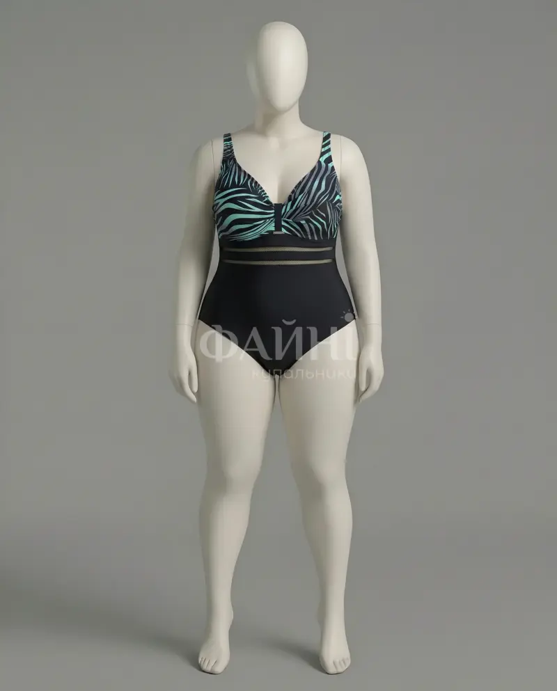 Чорний купальник з зебровим принтом