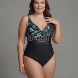 Чорний купальник із зебровим принтом