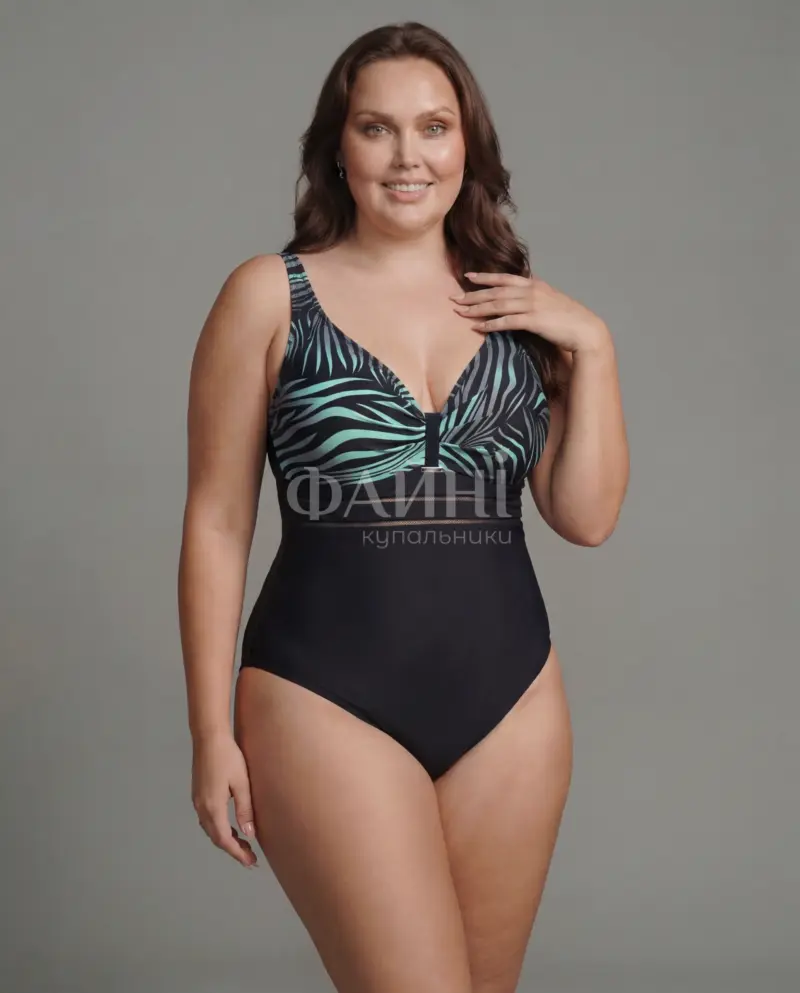 Чорний купальник із зебровим принтом