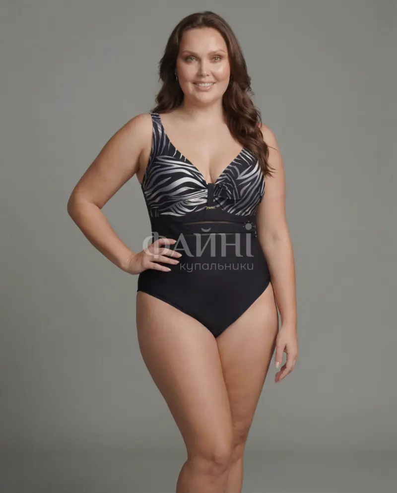 Чорний купальник з принтом зебри