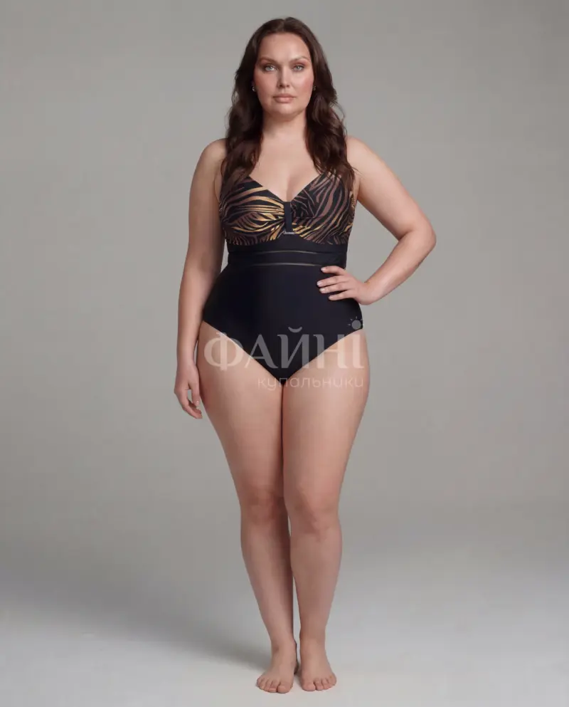 **Чорний купальник з золотистим верхом**