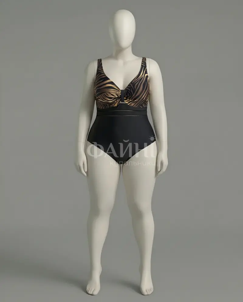 **Чорно-золотий купальник з тигровим принтом**