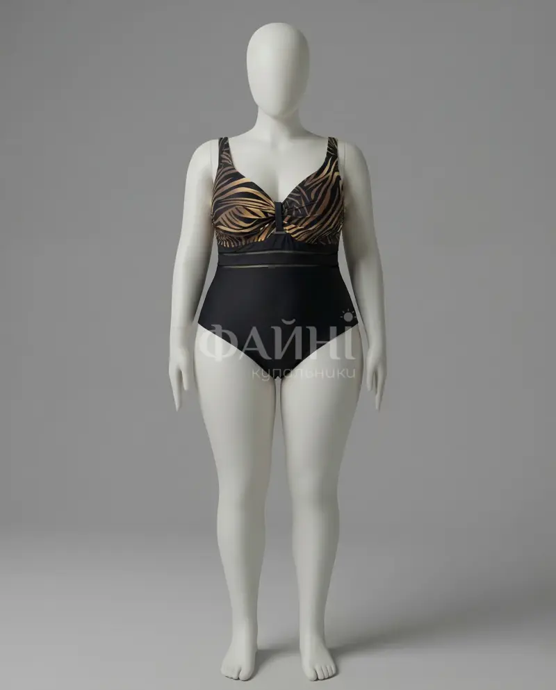 Чорний купальник з тигровим принтом