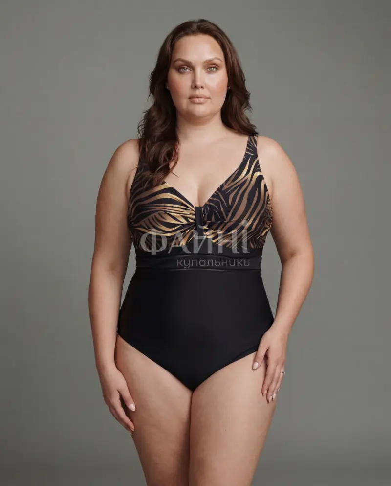 Чорно-золотий купальник з принтом зебри