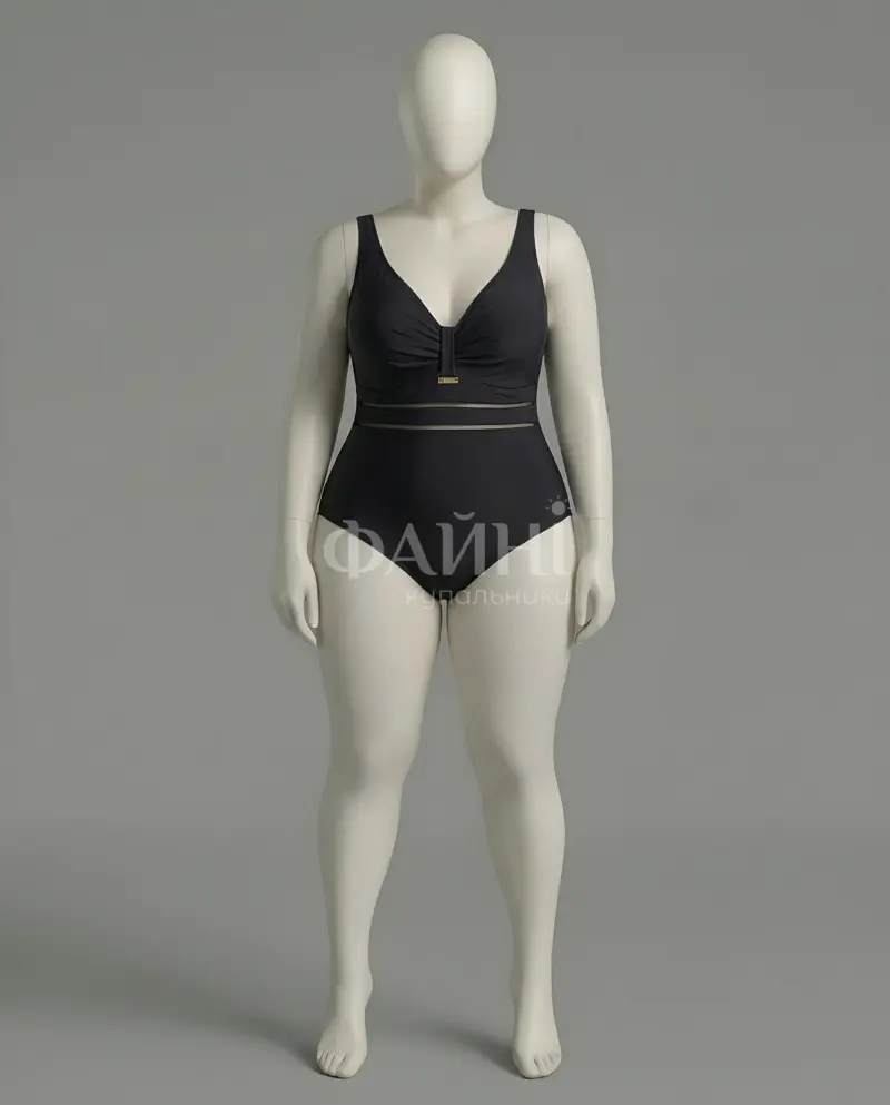 Kupalniki_com_ua 702 0513 Чорний купальник з V-подібним декольте