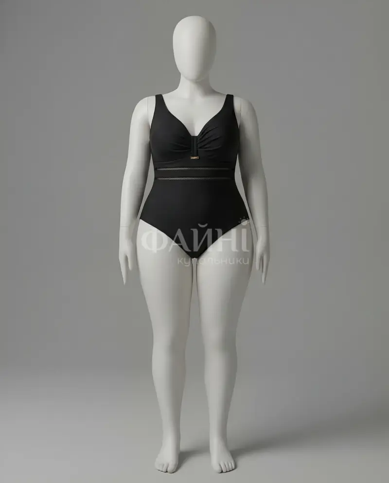 Kupalniki_com_ua 702 0514 Чорний суцільний купальник з V-подібним вирізом