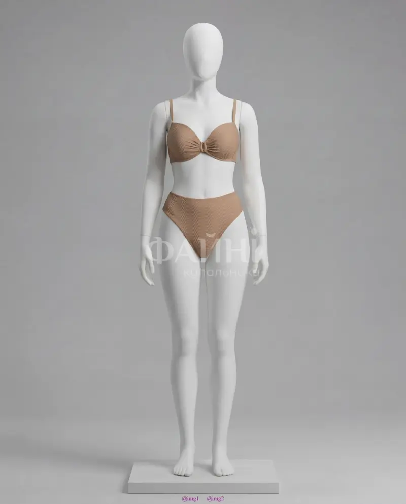 ** Коричневий текстурований купальник-двійка **