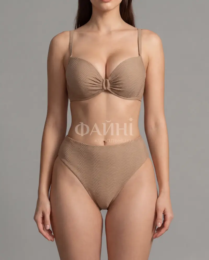 Бежевий текстурний купальник