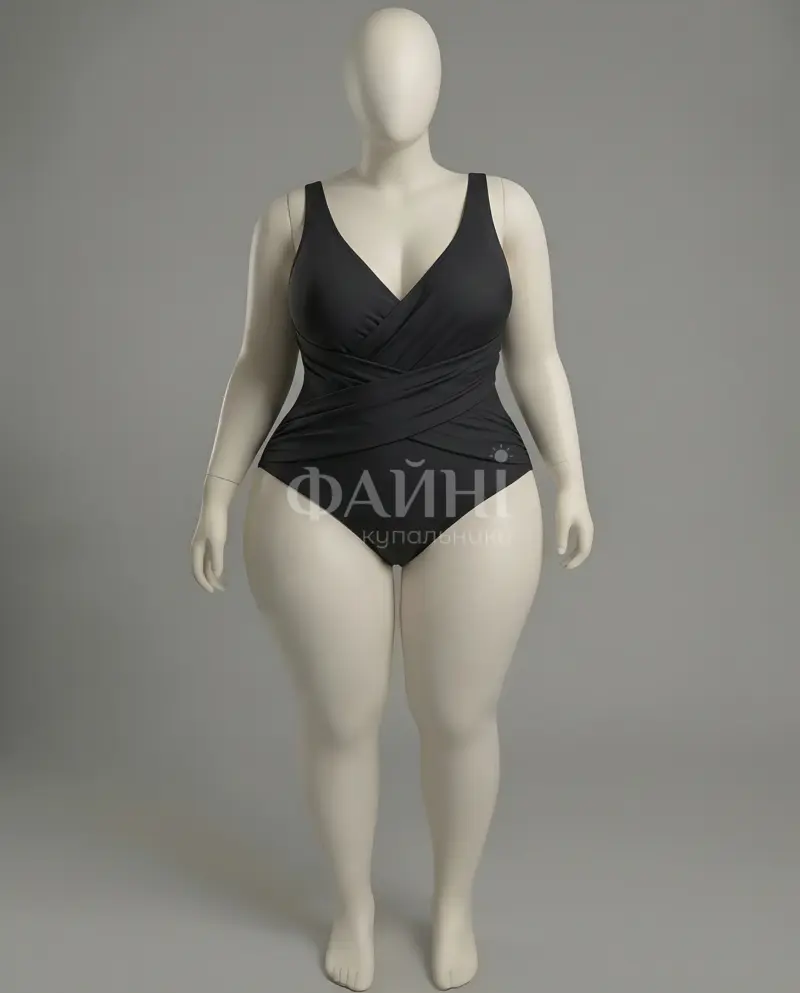 Чорний купальник з драпіруванням