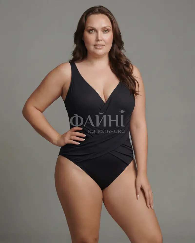 Чорний купальник з V-вирізом