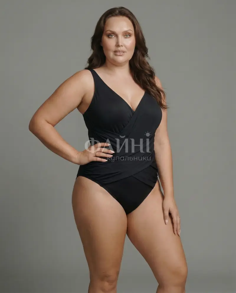 Чорний купальник з V-подібним вирізом