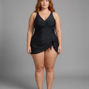 Kupalniki_com_ua_174 32 9 Plus-size model in black swimsuit with knot at waist