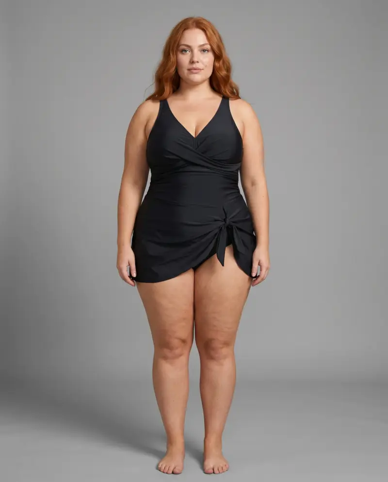 Kupalniki_com_ua_174 32 9 Plus-size model in black swimsuit with knot at waist